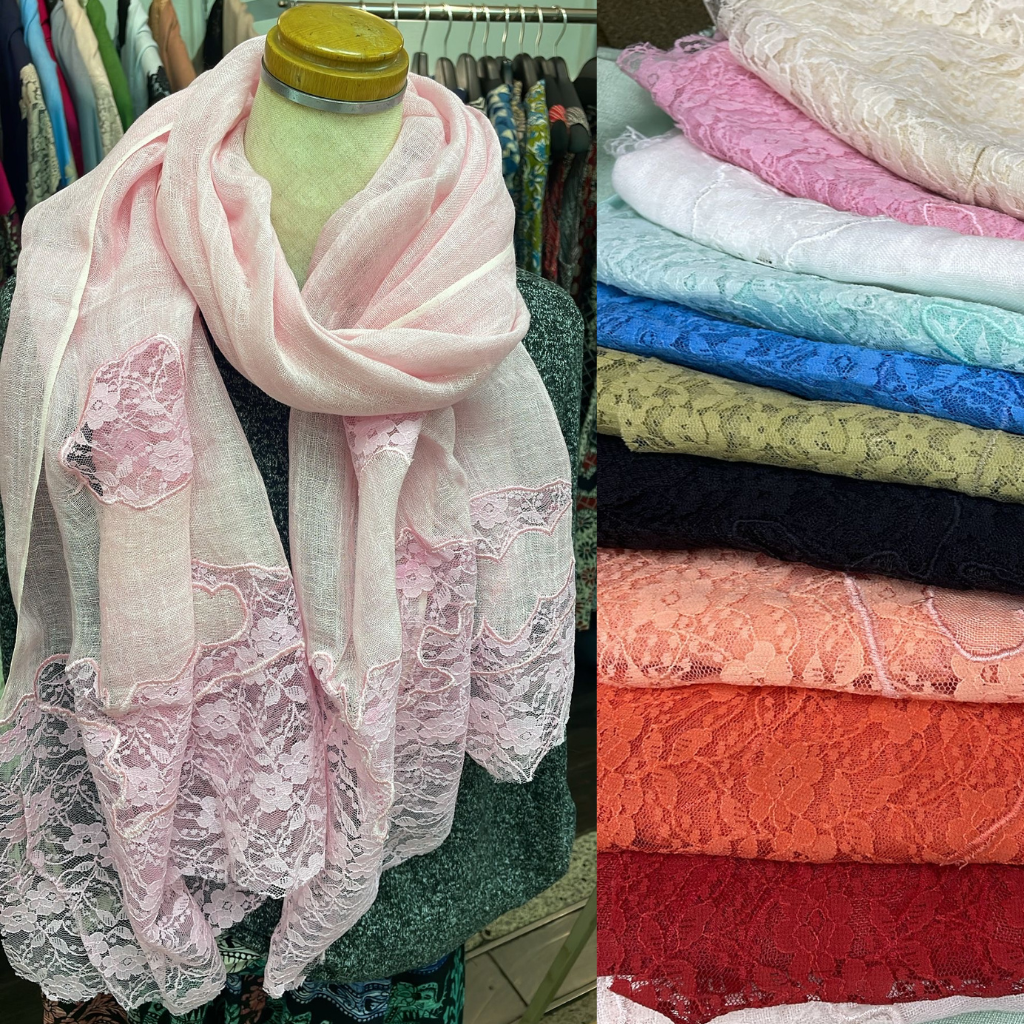 Delicate Lace and Linen Shawl