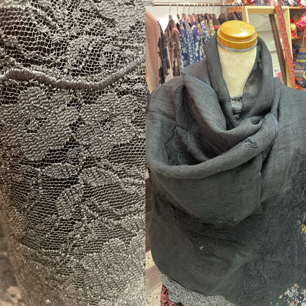 Delicate Lace and Linen Shawl